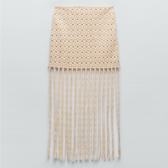 Zara Dresses & Skirts - Zara Crochet Skirt with Fringe